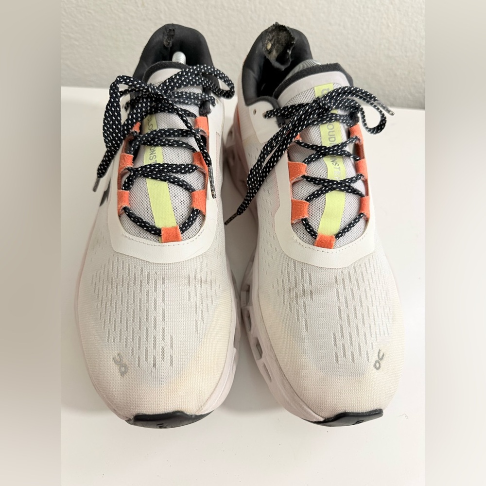 On cloudMonster  Womens White & Orange Athletic Sneaker - Picture 3 of 8